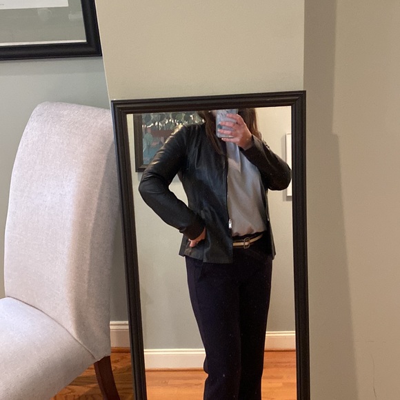 Zara Beautiful Black Zip Up Leather Jacket size Large, excellent condition - Picture 5 of 9